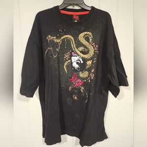 RED APE Jeans Company Mens Black 3XL Snake Graphic T-Shirt Embroidered Back Logo